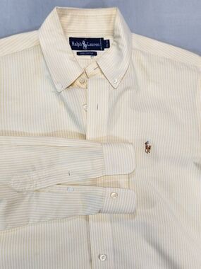 Vintage Polo Ralph Lauren 1990's Yellow Long Sleeve Button Down Size Medium